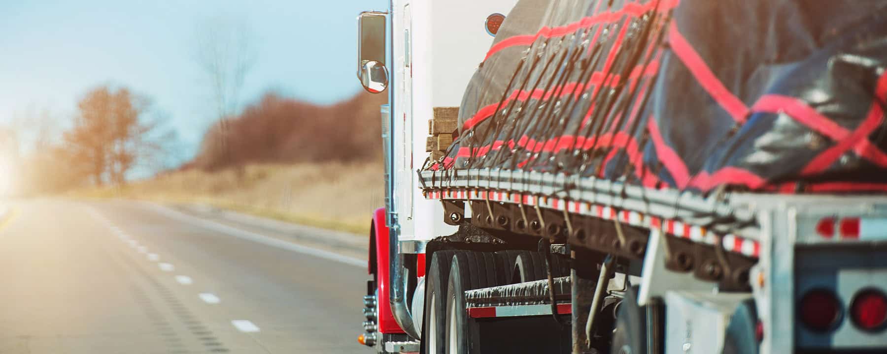 Flatbed Trailer traveling on the highway